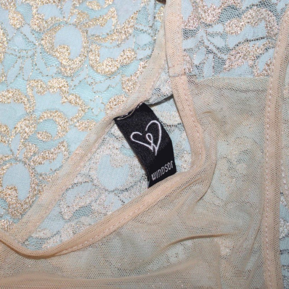 Windsor Floaty Gold & Mint Mini Dress Size Large - Picture 7 of 7